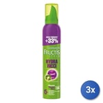 3x Garnier Gels Pour Cheveux Fructis Style Hydra Ricci 150Ml