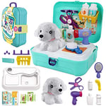 STAY GENT Jouet Veterinaire Enfant, Clinique Vétérinaire Outils Malette Docteur la Peluche Jeu d'imitation Jouets de Dos Rôle Play pour Nourrir et Soigner le Chien Cadeau pour Garçons Filles 3 à 7 Ans