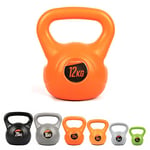 Phoenix Fitness RY971 Vinyl Kettlebell - Heavy Weight Kettle Bell for Strength and Cardio Training, Orange, 12KG