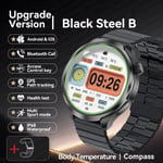 Uutta Huawei Sports Smart Rannekoru Miesten Watch 1,85 Amoled-Näyttö Gps-Kompassi Korkeusmittari Vedenpitävä Bluetooth Call Smartwatch_Black Steel B_1.85 inch HD Screen