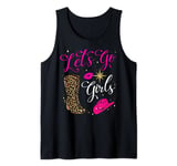 Let's Go Girls Shirt Pink Leopard Print Cowboy Hat Cowgirl Tank Top