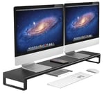 VAYDEER Dual Monitor Stand Riser Metal Desk Computer Stand Shelf for 2 Monitors, Aluminum PC Screen Stand for Office, Computer, iMac, Printer up to 32 Inches - Black