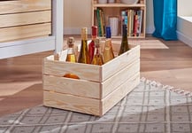 Inter Link - Caisse en bois - Caisse empilable en bois massif - Caisse de rangement, Pour fruits, légumes, vin, jardin, salle de bain, salle de jeux - Economie d'espace, pratique - 65 x 31,5 x 23cm Valloni L