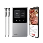 Typhur Sync Smart Wireless Meat Thermometer - 2 Probes 6 Sensors, 122m Bluetooth 5.4, Stable Unlimited Range WiFi Monitoring, IP67 Waterproof for BBQ Grill Oven Smoker Air Fryer Food Cooking Kitchen