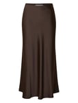 Slflena Hw Midi Skirt Noos Brown Selected Femme