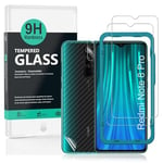 Ibywind 2 Pièce Verre trempé de Protection pour Redmi Note 8 Pro,avec Protection de Verre trempé pour caméra arrière, Protection arrière Effet Fibre de Carbone