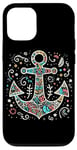 Coque pour iPhone 15 Symbole de la mer ancre cool dans le style art de Noël