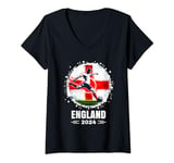 Womens England Flag Football Player England 2024 Football V-Neck T-Shirt