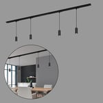 BRILONER - Système de rail Rail set complet, 4x LED Suspension dimmable, lampes, système de rail d'éclairage plafond, rail de spot, lampe de plafond, lampe suspendue, suspension, 1,5m, noir