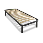 Cortassa Kos Sommier orthopédique à lattes pour lit 1 place de 80 x 190 x H 35 cm, avec 4 pieds démontables et structure portante en acier