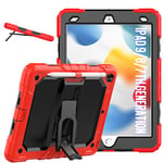 Case for iPad 9th Generation/iPad 8th Generation/iPad 7th Generation (10.2 Inch, 2021.2020/2019 Model), 3 in 1 Kickstand Shock Proof Protective Case for iPad 10.2 Inch, Red