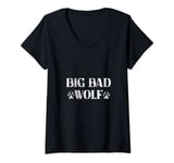 Womens BIG and Bad Wolf distressed Paw Print V-Neck T-Shirt