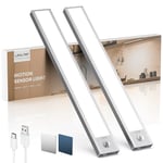 LROLTEF Reglette LED Lampe Cuisine sous Meuble avec Detecteur de Mouvement Interieur - 21CM 1500mAh Lumiere Placard sans Fil Rechargeable - Eclairage Veilleuse pour Dressing Escalier Armoire | 2 Pack