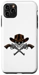 Coque pour iPhone 11 Pro Max Chapeau de cowboy pistolets crâne pirate croix os