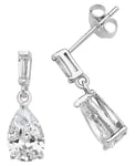 James Moore TH G51120 SILVER DOUBLE CZ DROP EARRINGS Jewellery