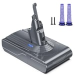 Keenstone Batterie pour Dyson V8 Absolute Animal Plus Motorhead Pro SV10 Fluffy Aspirateur, 5000mAh 21,6V Batterie de Remplacement avec 2 Filtres