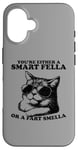 Coque pour iPhone 16 Lunettes de soleil rétro Smart Fella Cat Graphic