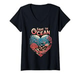 Womens Sea Turtles Save The Ocean Protect The Ocean V-Neck T-Shirt