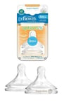 DR BROWNS LEVEL 2 BOTTLE TEATS 3m+ baby NATURAL FLOW SILICONE WIDE