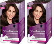 Schwarzkopf - Perfect Mousse - Coloration Cheveux - Mousse Permanente sans Ammoniaque - Masque Soin 96% d'ingrédients d'origine naturelle - Choco Brownie 365, 1 Unité (Lot de 2)