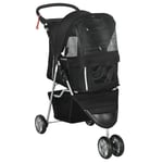 Pet Travel Stroller Cat Dog Pushchair Trolley Puppy Jogger Carrier Three Wheels for Small Miniature Dogs