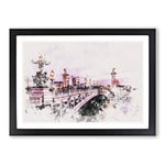 Big Box Art Pont Alexandre III Bridge in Paris France Watercolour Framed Wall Art Picture Print Ready to Hang, Black A2 (62 x 45 cm)