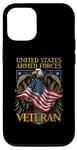 Coque pour iPhone 14 Pro Motif patriotique militaire vétéran des forces armées américaines