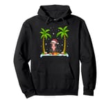 Monkey Santa Hat Palm Tree Beach Xmas Pajama Pullover Hoodie