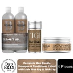 Bed Head TIGI Complete Men Bundle of Shampoo, Conditioner with Hair Wax & Stick