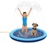 Outdoor Splash Pool Sprinkler Pad Children Kids Dogs Pet Cooling 130cm Round Fun