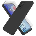 BUTISHIYU Coque en Silicone Compatible avec Xiaomi Redmi Note 11 Pro 4G avec 3 Protecteur D'écran en Verre Trempé, étui de Protection Complète, Housse Doublure Douce en Tissu Microfibre - Noir