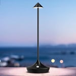 bravzurg Lampe de table LED sans fil rechargeable, 6000mAh lumiere bureau tactile exterieur, metal, design modern, dimmable, étanche, lampe poser pour chevet, interieur, terrasse, restaurant (noir)