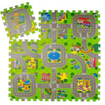 Relaxdays - Tapis circuit, 9 pièces de puzzle, pour enfants & bébés, sans polluants, mousse eva, 90 x 90 cm, coloré