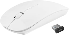 Souris Sans Fil Optique-Souris Ergonomique Sans Fil-Technologie Sans Fil 2,4 Ghz-Sélection dpi 800/1600-4 Boutons et 1 Molette de Défilement-Connexion USB-Avec Piles-Blanc