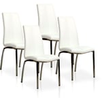 La Silla Española - Lot de quatre chaises de salle à manger de style contemporain avec assise et dossier en simili cuir, modèle Ourense de couleur