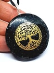 Tree of Life Orgone Pendant Necklace Black Tourmaline Orgonite Protection Cord