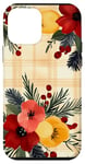 Coque pour iPhone 12 mini Jaune aquarelle florale rouge Buffalo Plaid Merry Christmas