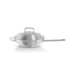 Fissler Original-Profi Collection Wok en Acier Inoxydable (Ø 30 cm, 4,1 l) à Queue avec Couvercle Métallique, Non Revêtu – Compatible Induction