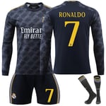 Madrid RONALDO #5 2023/2024 RM Långärmad höst/vinter Borta Barn Fotbollströja/Shorts/Strumpor Set  Ungdom Barn Storlekar 24