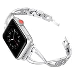 Kompatibelt Apple Watch-armband 38 mm 40 mm 42 mm 44 mm Iwatch Series Dam smycken accessoarer i rostfritt stål handledsrem (Silver, 38/40 mm)