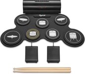 Batterie Electronique,7 Roll up Drum Pad Batterie avec BT Connexion Prise Casque USB MIDI,Enceinte Intégré,Batterie Musique Cadeau avec Baguettes de Batterie/Pédales pour Débutants