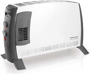 Clima Turbo 2000 - Convecteur Électrique 2000W, 3 Niveaux De Chauffe, Surface Jusqu'À 20M2, Thermostat Réglable, Fonction Turbo, Poignée De Transport, Blanc