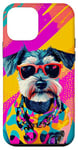 Coque pour iPhone 12 mini Figurine schnauzer miniature tendance et colorée Pop Art