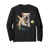 Labrador Retriever Chasing A Ball Lab Dog Lover Trainer Long Sleeve T-Shirt