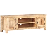 The Living Store - Meuble tv 120x30x40 cm Bois de manguier brut Brun