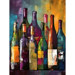 Artery8 White Rose and Red Glass Wine Bottles on Shelf Extra Large XL Wall Art Poster Print