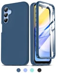 LeYi for Samsung Galaxy A15 4G/5G Case: and Built-in Screen Protector, 360 Full Body Protective Rugged Bumper Cover Heavy Duty Shockproof Soft Phone Case for Samsung A 15 Blue