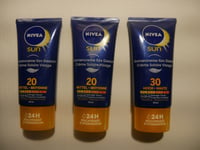 lot 3 tubes Nivea Sun Crème Solaire protection Visage FPS 20 (X2) et FPS 30 (X1)