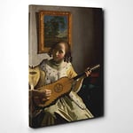 Big Box Art Johannes Vermeer Girl Playing Instrument Canvas Wall Art Print Ready to Hang Picture, 30 x 20 Inch (76 x 50 cm), Multi-Coloured