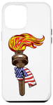 Coque pour iPhone 12 Pro Max Drapeau américain et torche 4 juillet patriotique américain